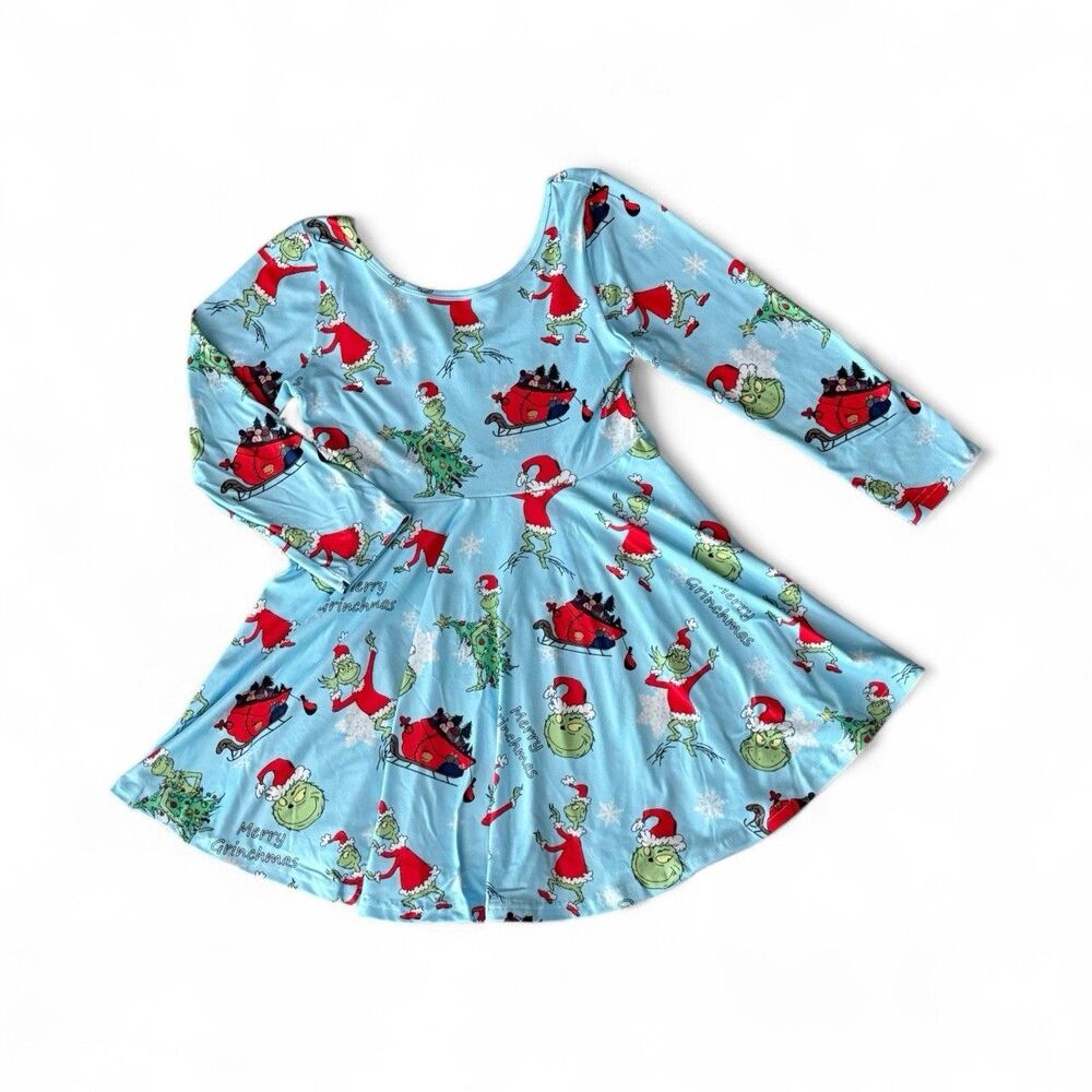 NEW Boutique Dr Seuss Grinch who stole Christmas Girls Long Sleeve Dress 5-6 Yr